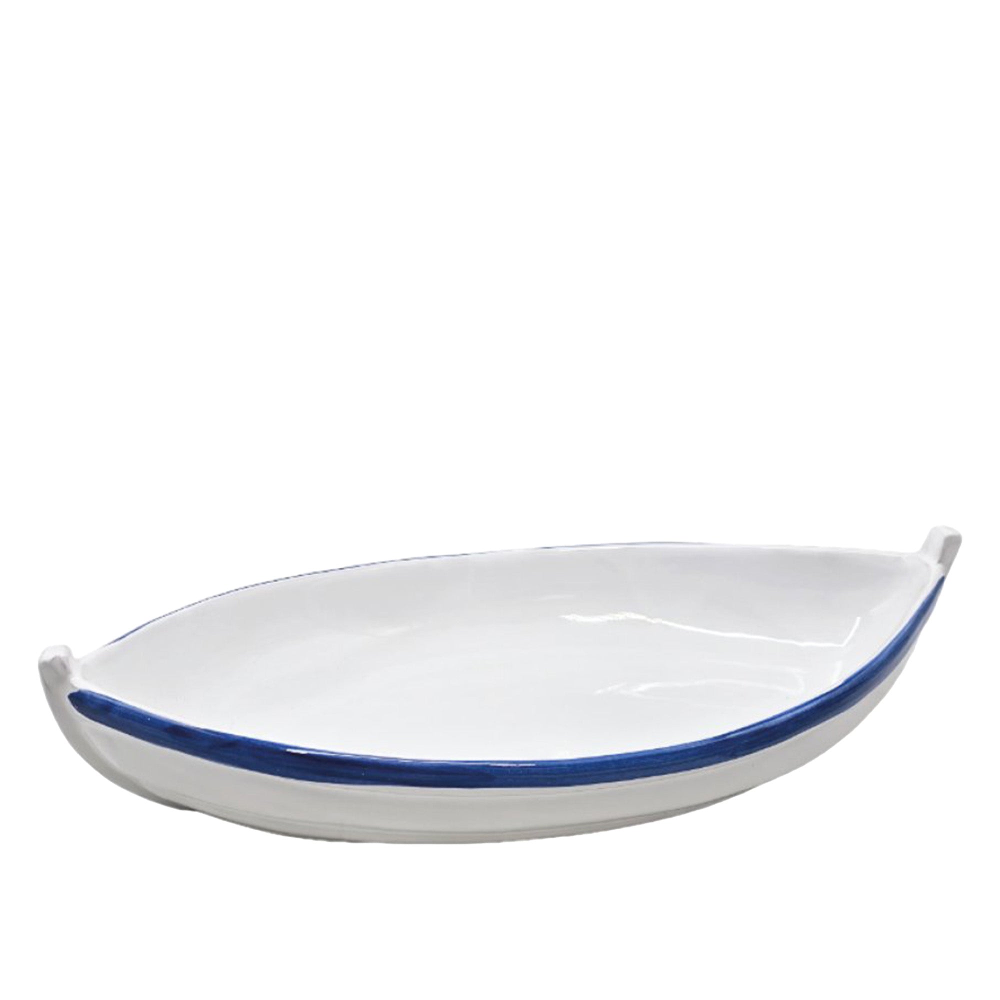 Benegiamo Benegiamo Piatto Barca 44X24X7H Cm In Terracotta Bianca Con Fascia Blu – Forno E Microonde – Made In Italy Benegiamo