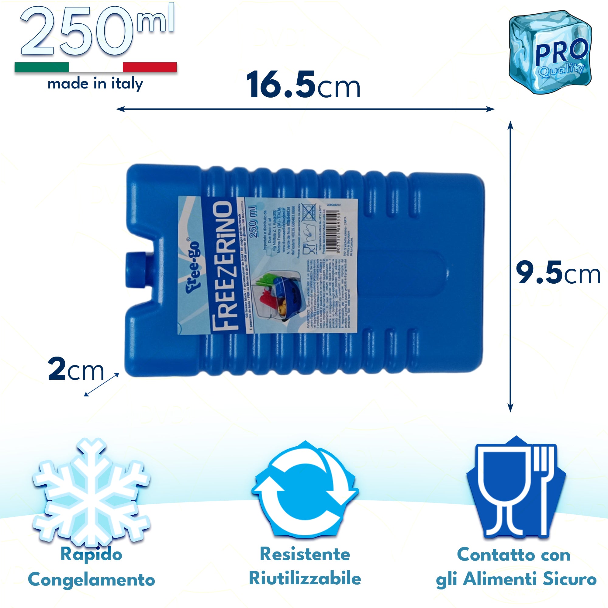 Mattonella Ghiaccio Freezerino 250 ml / 400 ml – Tavoletta Refrigerante Riutilizzabile per Borse Frigo e Frigoriferi Portatili 250 ml Due Esse