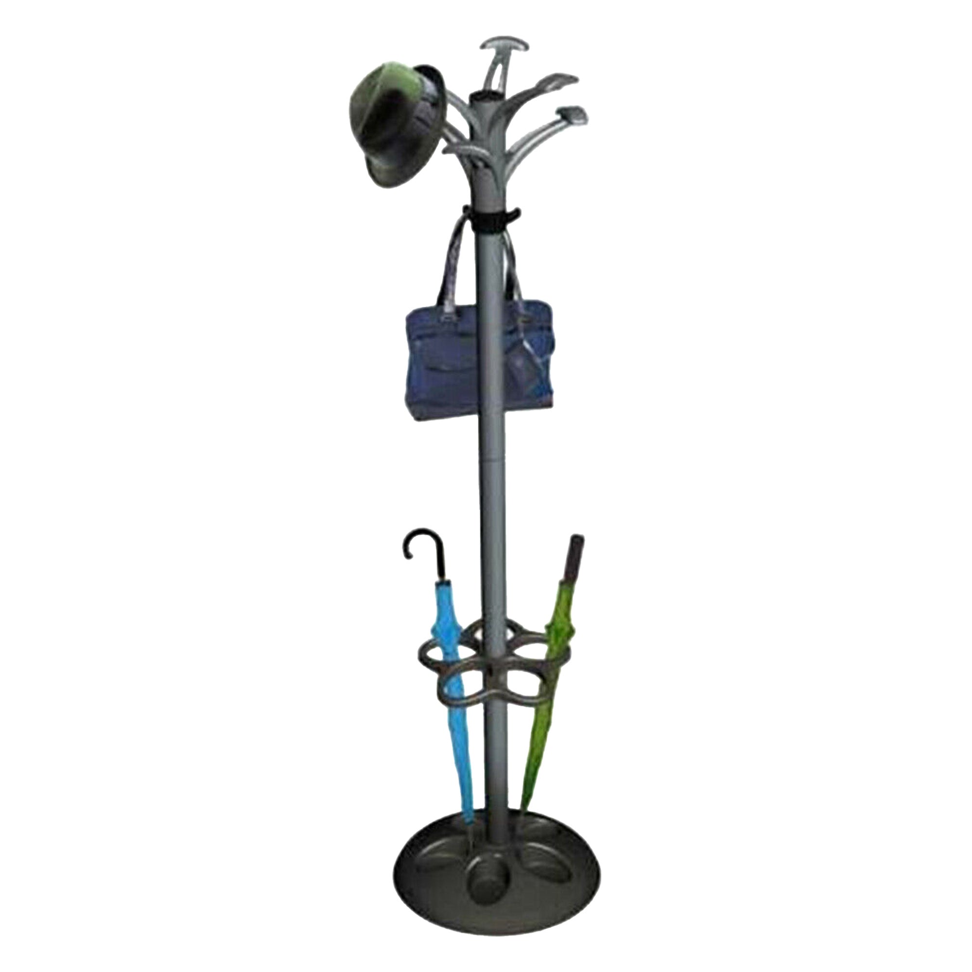 Bama Appendiabiti Con Portaombrelli Flow In Plastica E Metallo 45X35X168 Cm Antracite e Grigio Bama