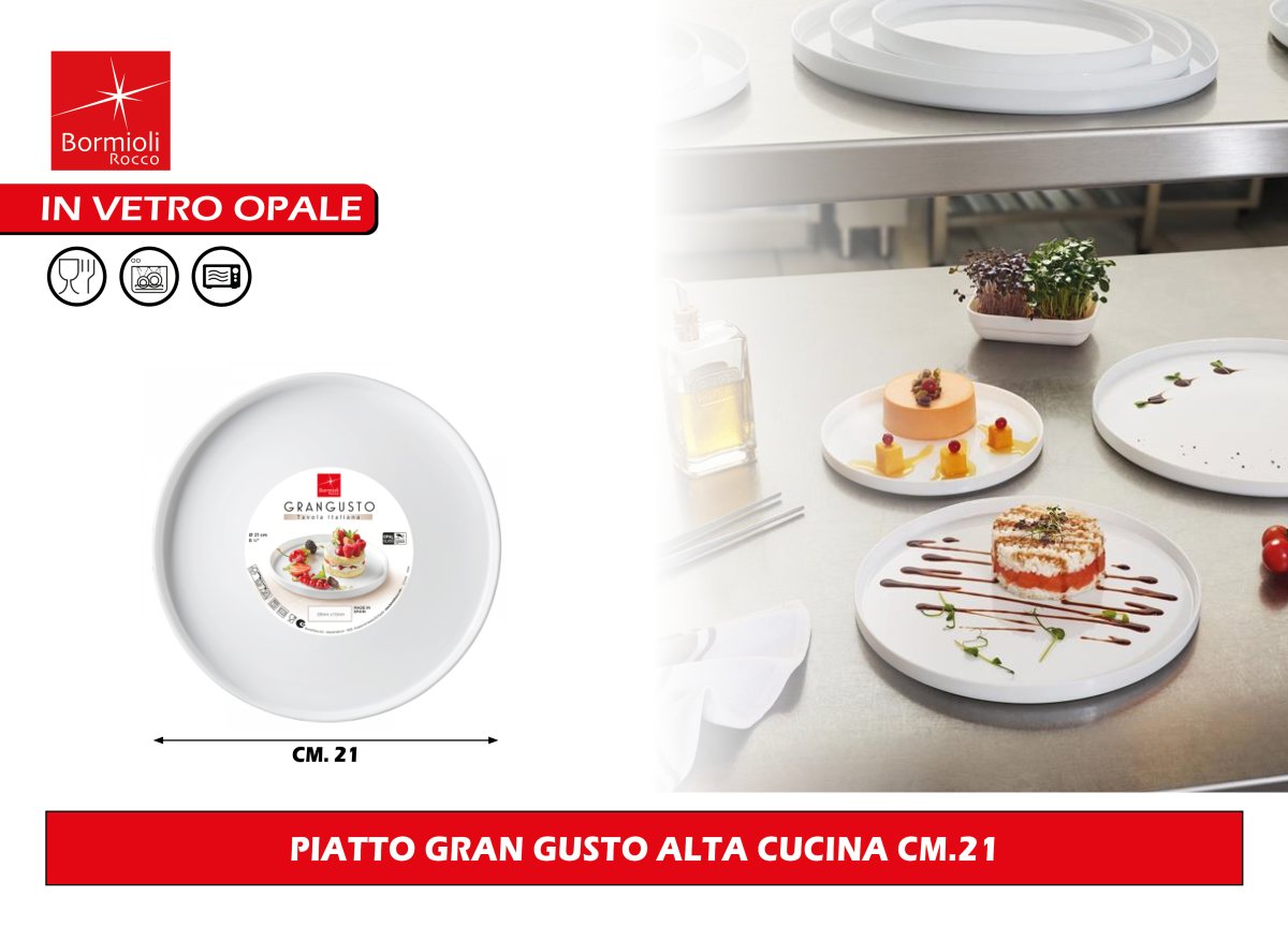 Bormioli Rocco Piatto Gran Gusto Alta Cucina In Varie Misure, Singolo / Conf. 6 Pezzi 21 cm Bormioli Rocco