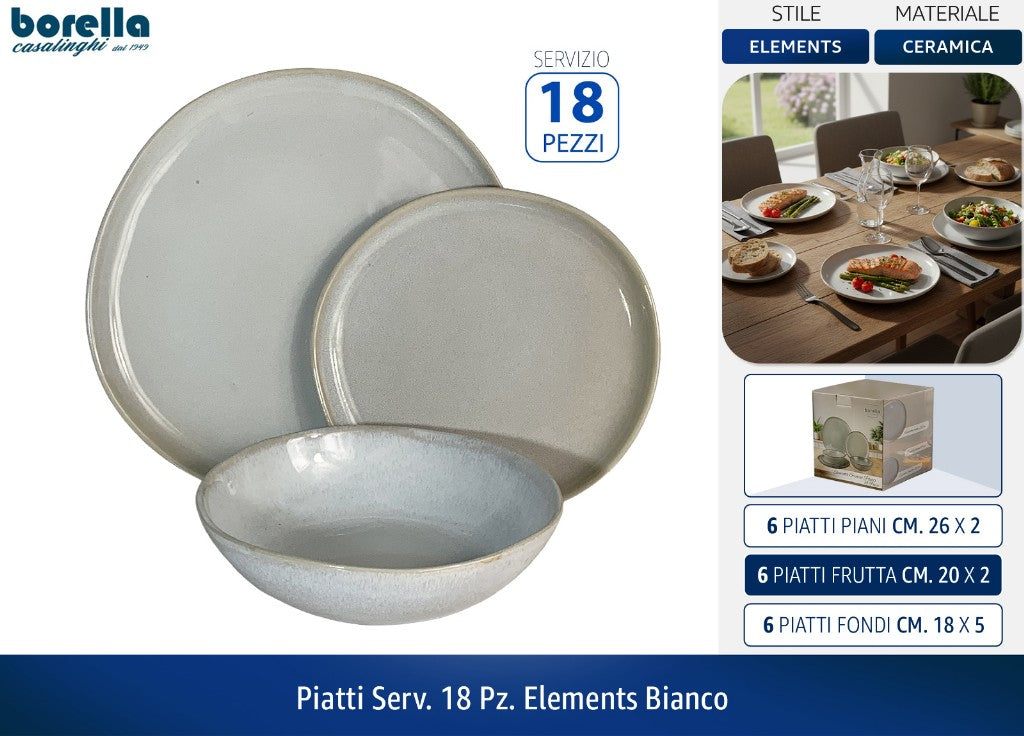PIATTI SERV. 18 PZ. ELEMENTS BIANCO Borella Casalinghi srl