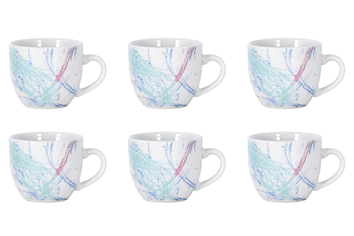 Set 6 Tazzine Caffè in Ceramica Fantasia Astratta Lisbona Borella Casalinghi srl