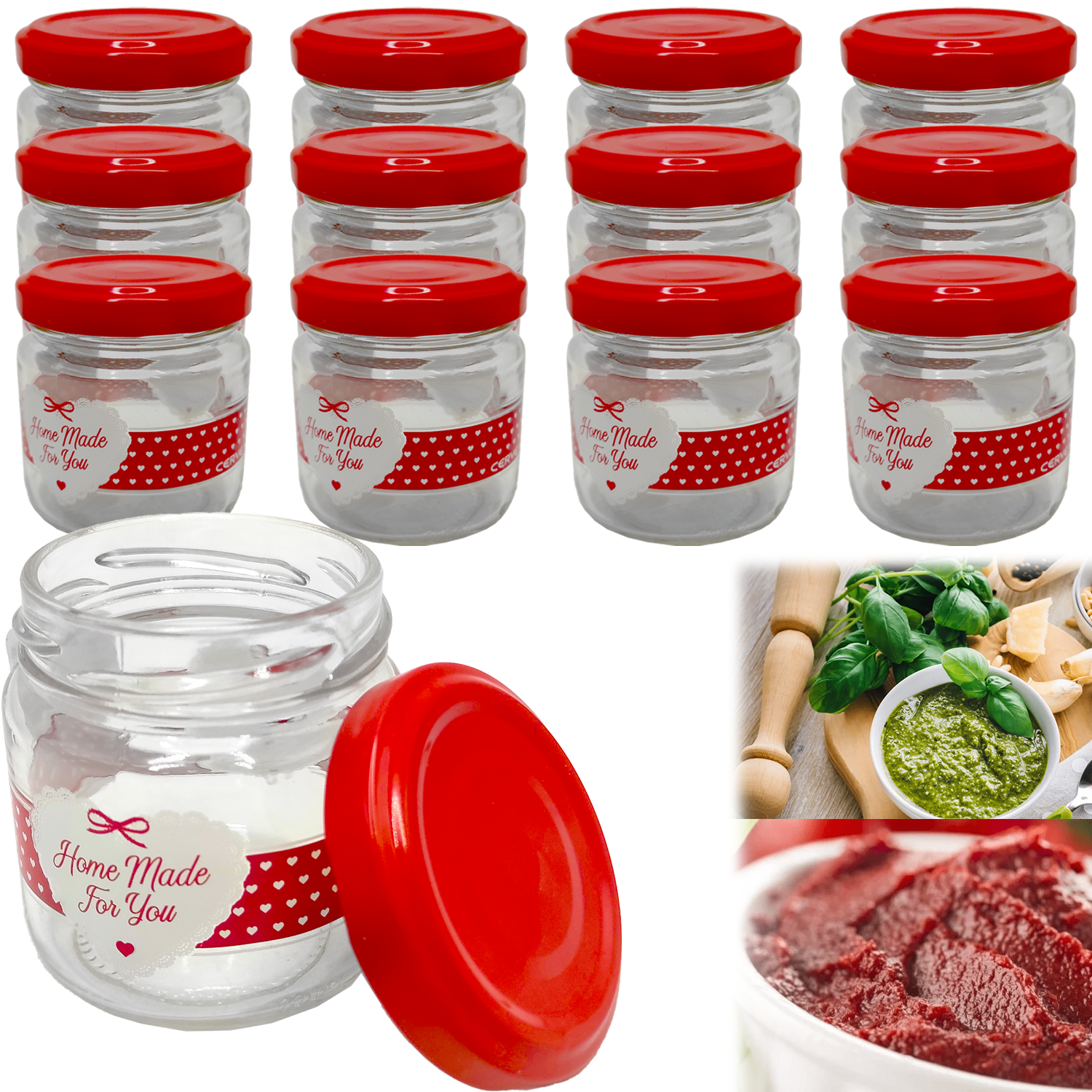 Cerve Vasetto Vetro Capsula Rossa Fantasia Dec.For You cc.100 / 12pz - cc.200 / 6pz Cerve