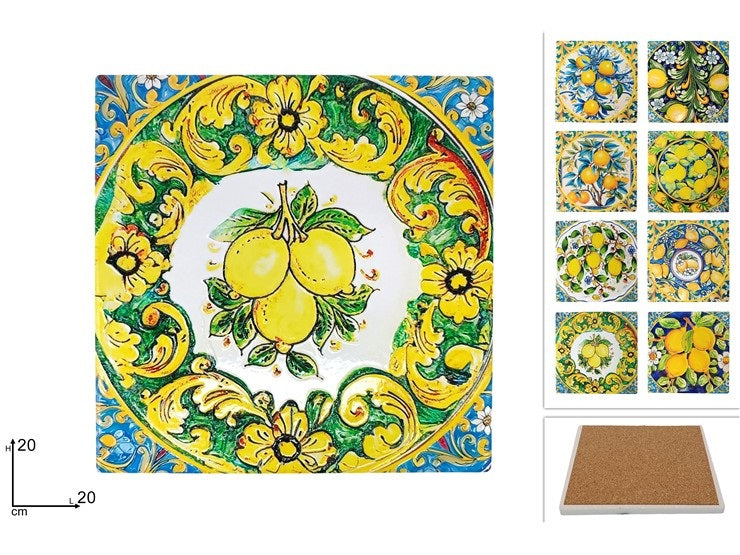 SOTTOPENTOLA QUADRO BASE SUGHERO CM.20X20 DEC. LIMONI Due Esse