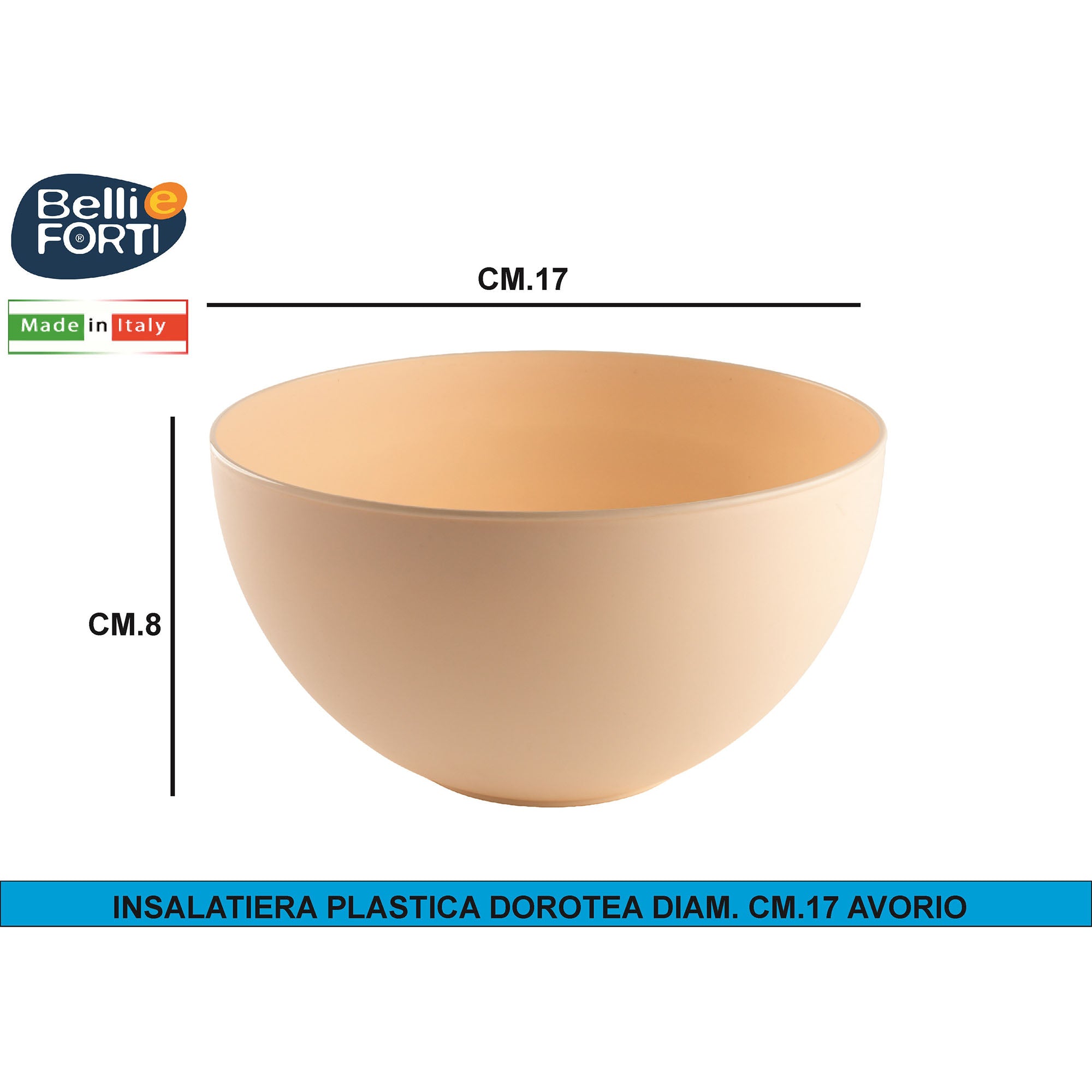 Belli & Forti Insalatiera Plastica Dorotea Made in Italy - Diametro 17/20/24/28 cm Avorio Ø 17 x 8h cm Belli & Forti