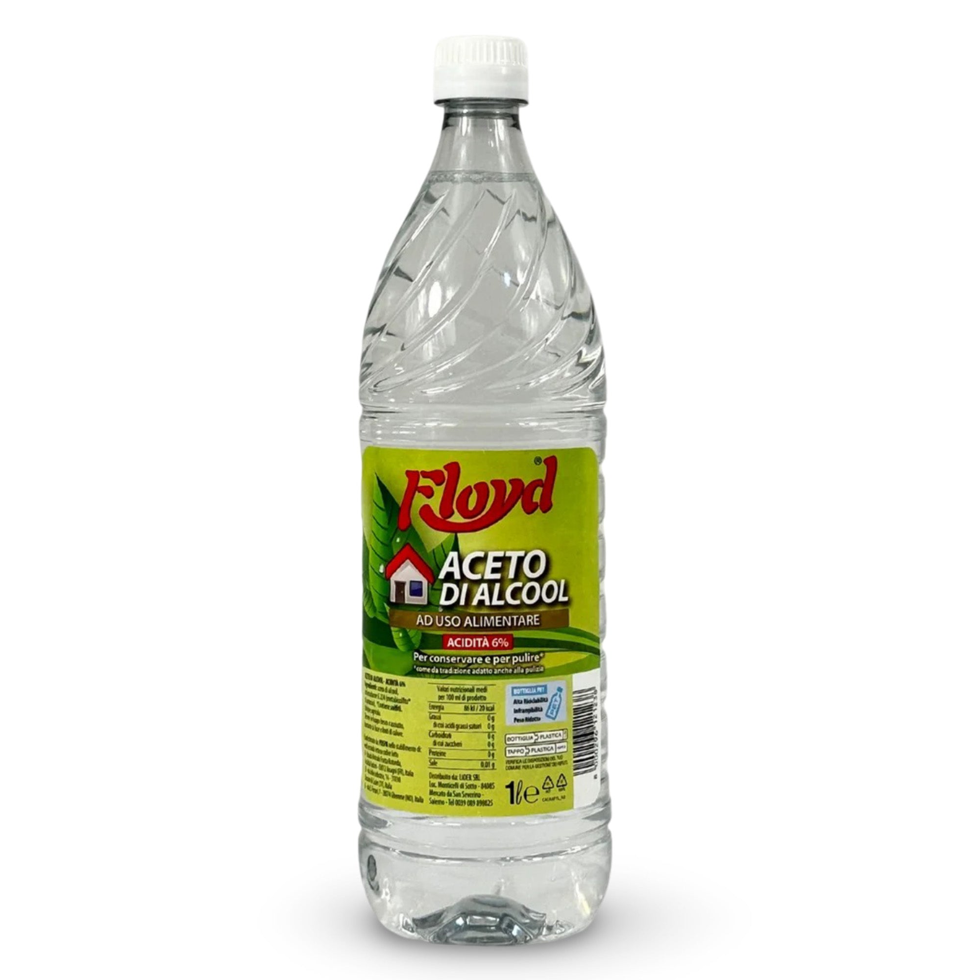 Floyd Aceto di Alcool Bianco 6% Acidità – Uso Alimentare per Conserve e Sottoli & Pulizie Ecologiche – Anticalcare Naturale Multiuso, Origine Agricola lt.1 x 1 pezzo Floyd