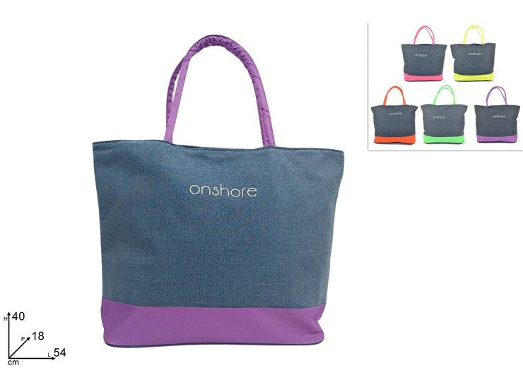 BORSA MARE FANT. JEANS E FLUO 5 COL. Due Esse