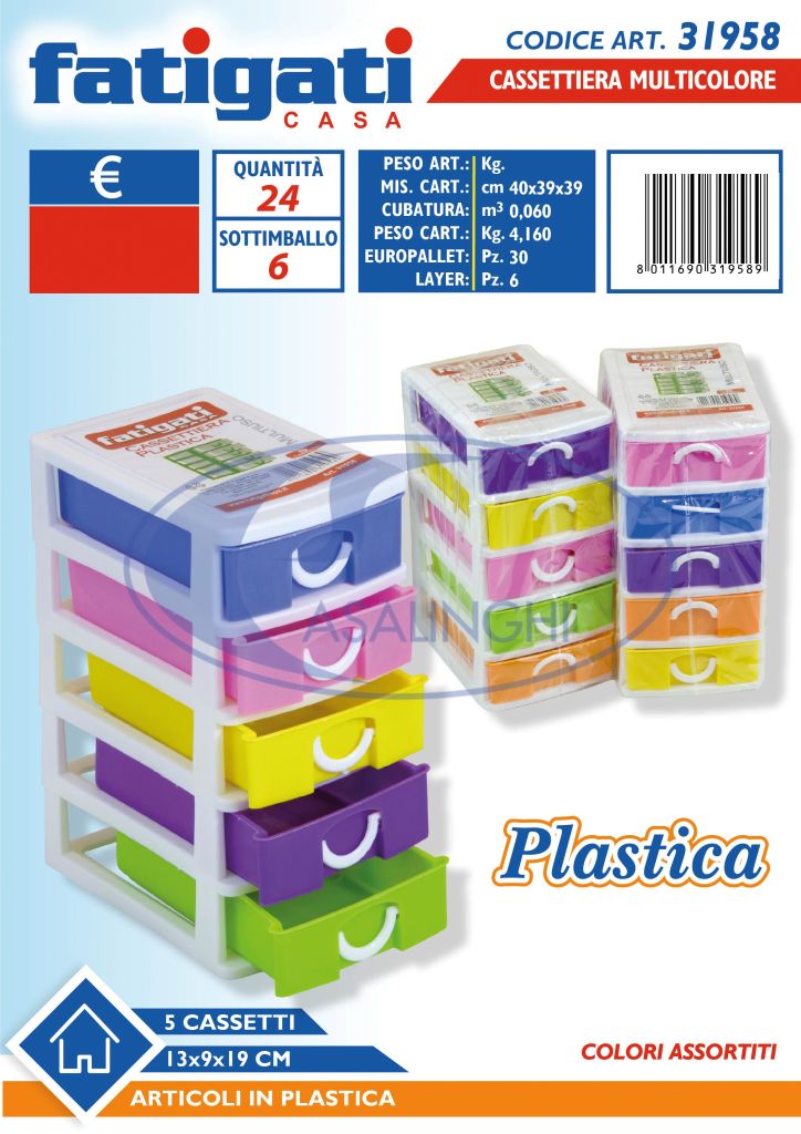 CASSETTIERA PLASTICA 5 CASSETTI Fatigati