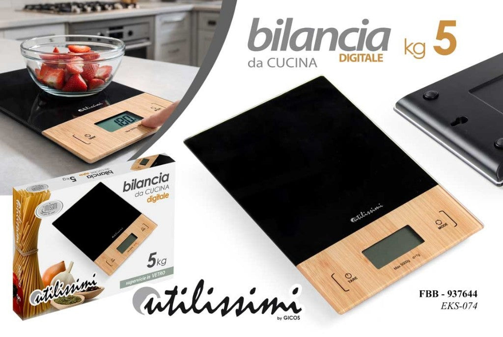 BILANCIA CUCINA ELETTRONICA KG.5 CM.22X15X2h Gicos