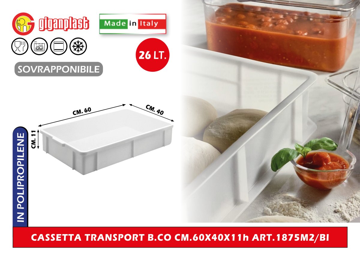 Giganplast CASSETTA TRANSPORT B.CO CM.60X40X11h ART.1875M2/BI Giganplast