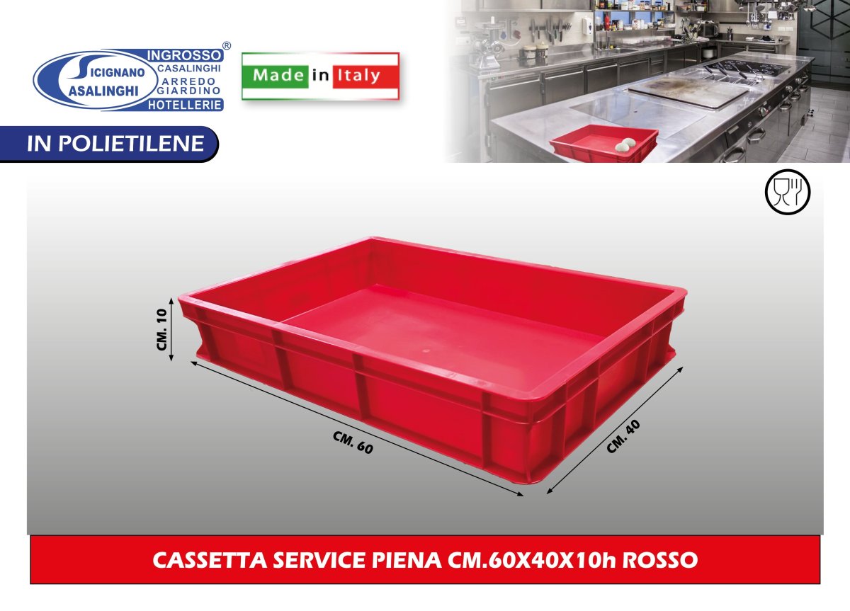 Cassetta Impasto Pizza e Pane Sicignano | Contenitore Lievitazione Professionale Rosso - 60 x 40 x 10h cm Casalinghi Sicignano
