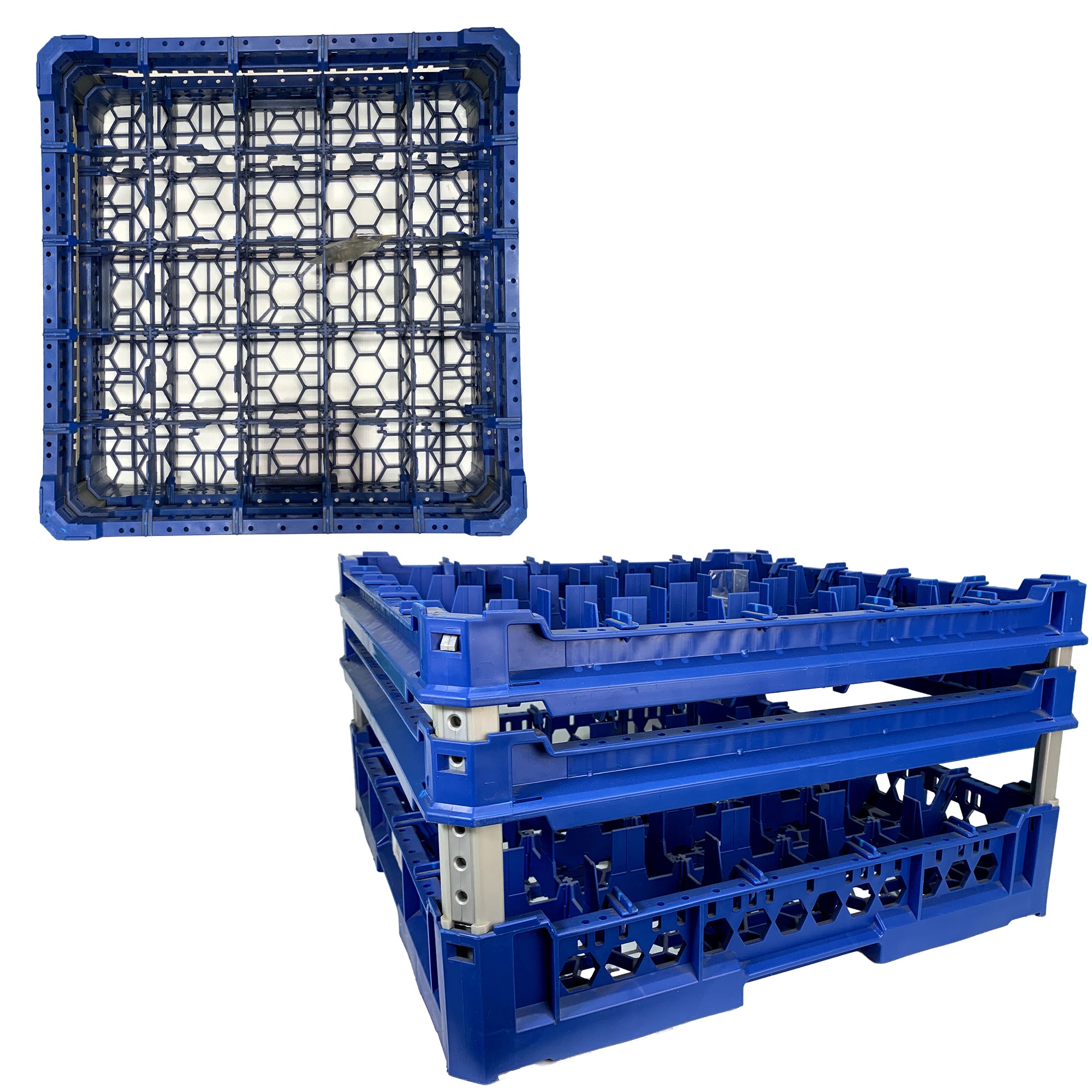Cesta per Lavaggio 25 Bicchieri KIT 4 5x5 TOP Blu, 50x50 cm, Made in Italy Genus Dei
