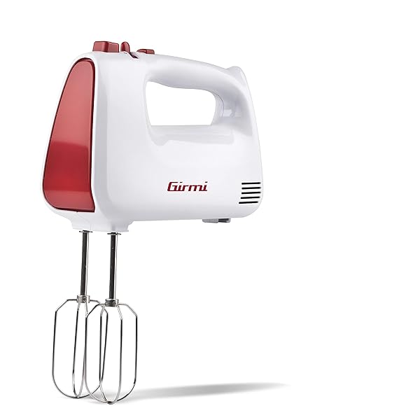 Girmi SB41 Sbattitore Elettrico, 400 W, 5 velocità + Turbo, Accessori inclusi in acciaio INOX, Bianco/Rosso Girmi