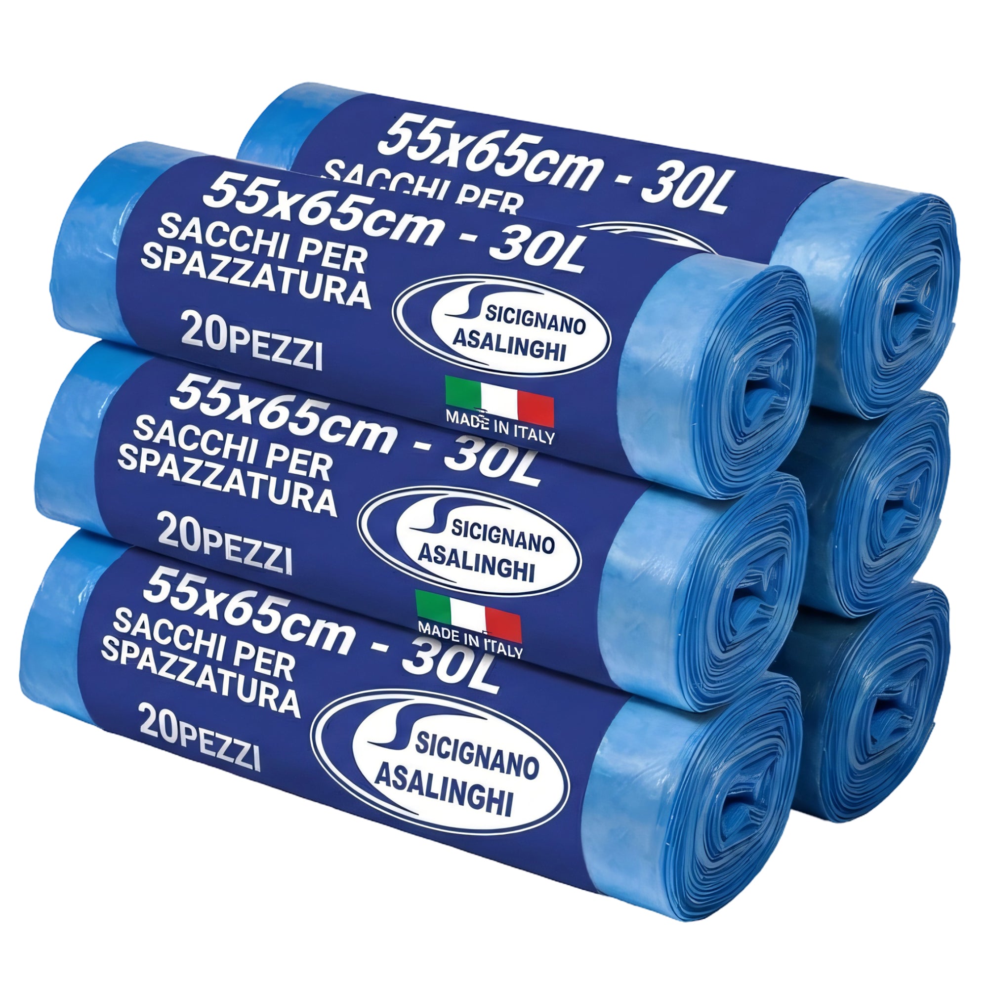 120 Sacchetti Immondizia 30L Premium Strength - 55x65cm con Legaccio - Made in Italy Anti-Goccia Gelsac