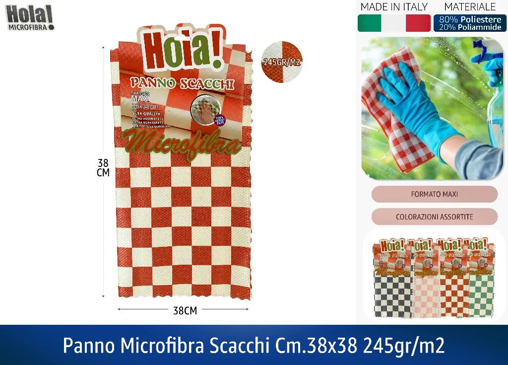 Hola! | Panno microfibra "Scacchi" 38×38 cm — 245 gr/m² - Made in Italy Hola!