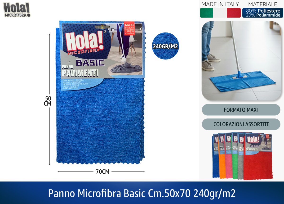 Hola! | Panno Microfibra Basic Economico 50x70 cm - 240g/m² - Made in Italy Hola!
