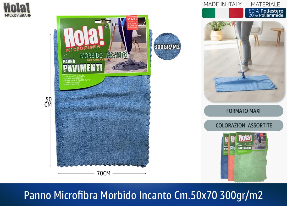 Hola! | Panno Microfibra Morbido Incanto Delicato 50x70 cm - 300g/m² - Made in Italy Hola!