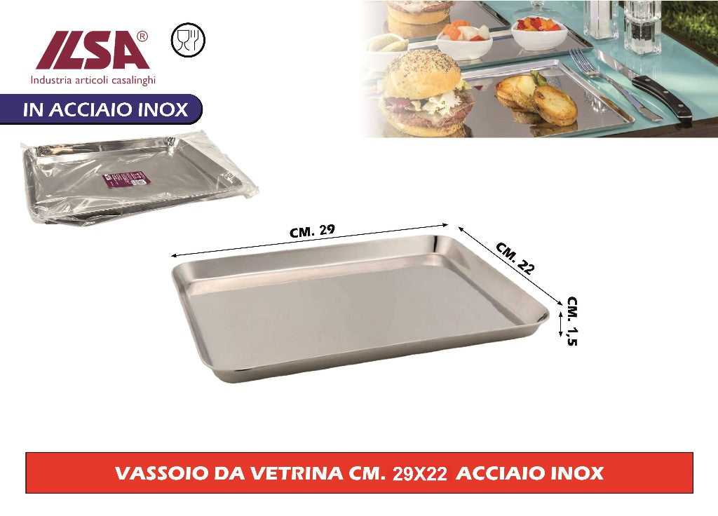 Ilsa Vassoio da Vetrina Cm.29x22 Acciaio Inox Ilsa