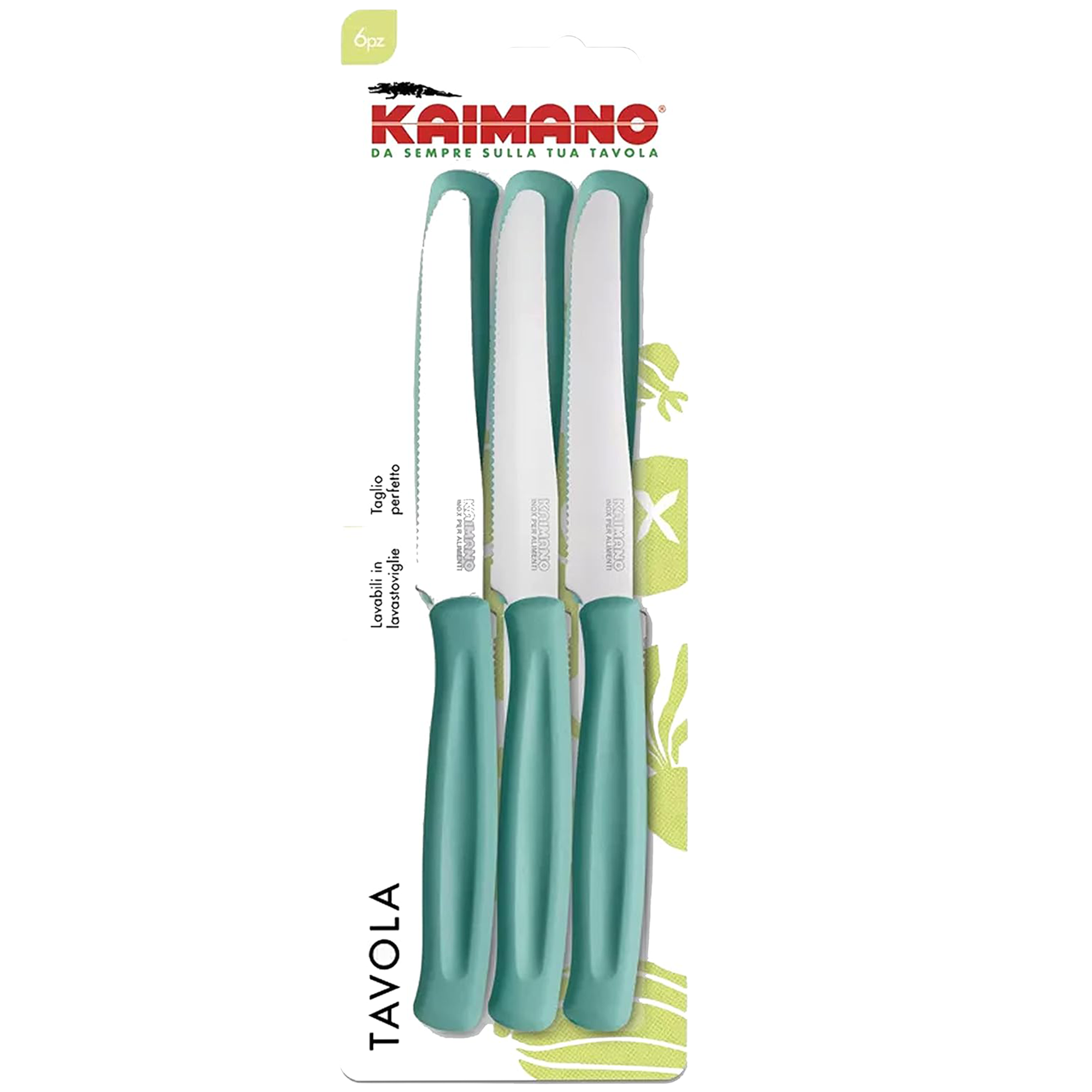 Kaimano Coltelli da Tavola Dinamik 6 pz in Acciaio Inox 10,7cm con Manico in PP, Lavabili in Lavastoviglie, Taglio Preciso per Uso Alimentare Avio Kaimano