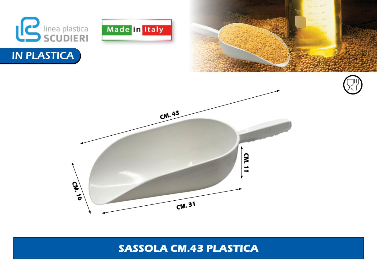 Sassola in Plastica per Uso Alimentare, Made in Italy, Diverse Misure, Linea Plastica Scudieri 43 cm Linea Plastica Scudieri