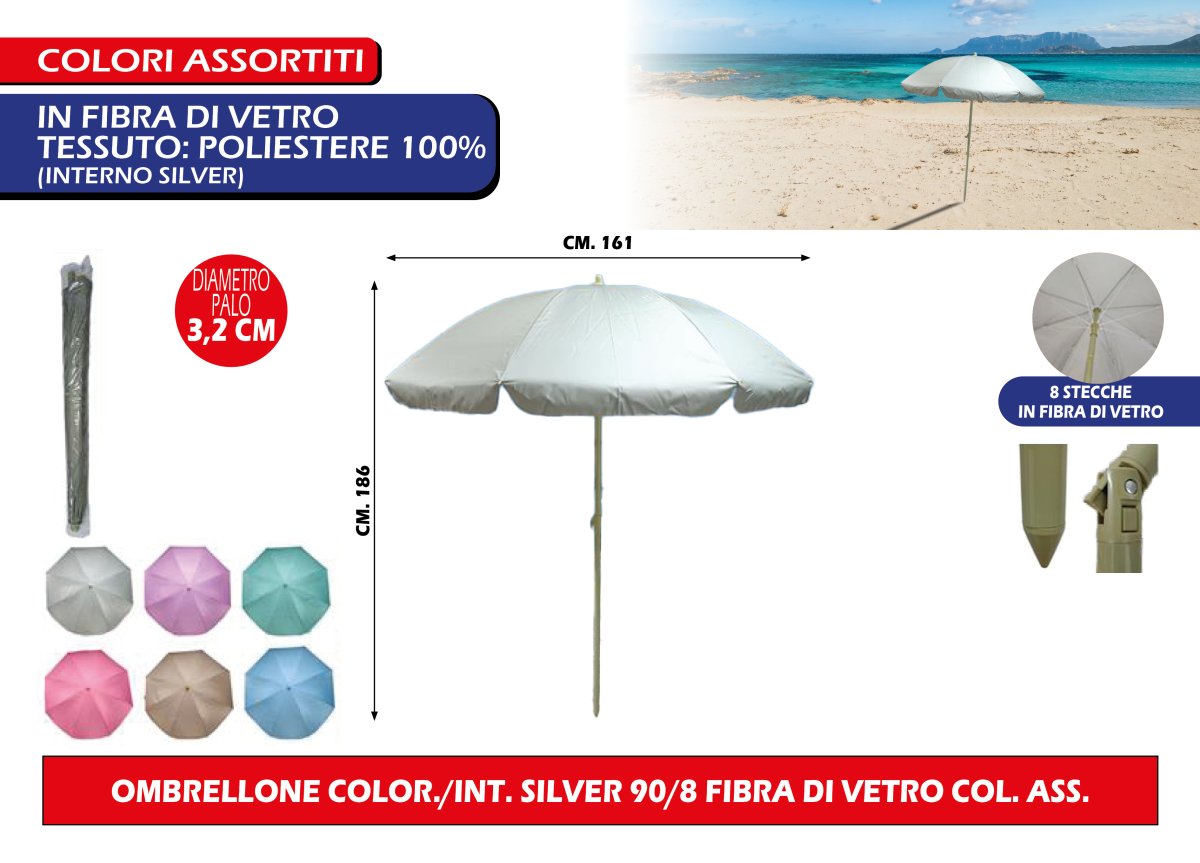 Ombrellone Color Spiaggia Anti-Caldo (Interno Termico) – Set Zero Sabbia Solo Ombrellone Design Assortito Due Esse