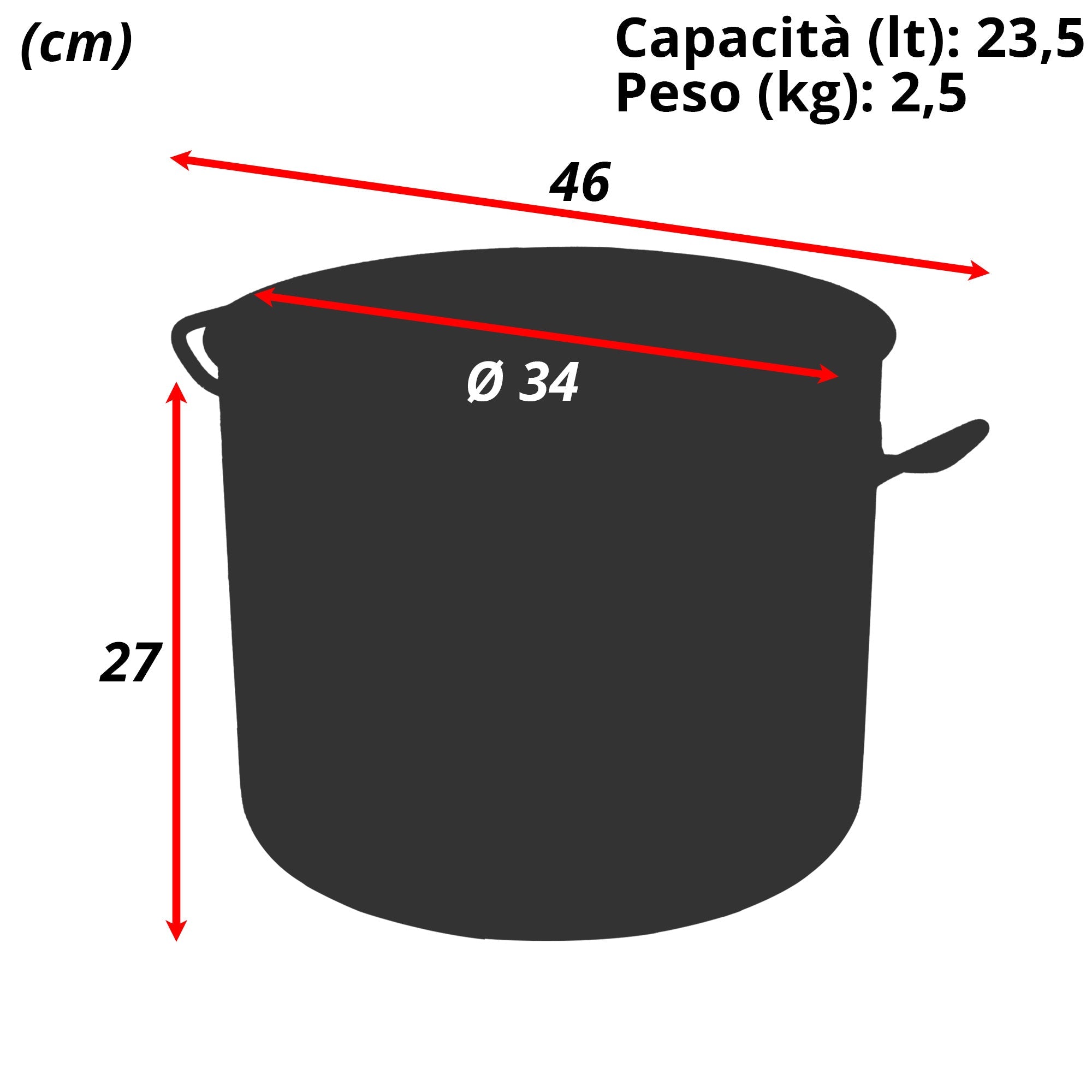 Pentola Alta Acciaio Inox Induzione Casalinghi Sicignano 34 cm Casalinghi Sicignano