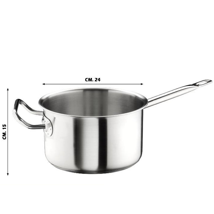 Pintinox Casseruola Fonda 1 Manico Acciaio Inox 18/10 Con Triplo Fondo Per Gas Elettrico Induzione Vetroceramica Linea Master – Made In Italy – Per Ristorazione E Uso Domestico Ø24 Cm Pintinox