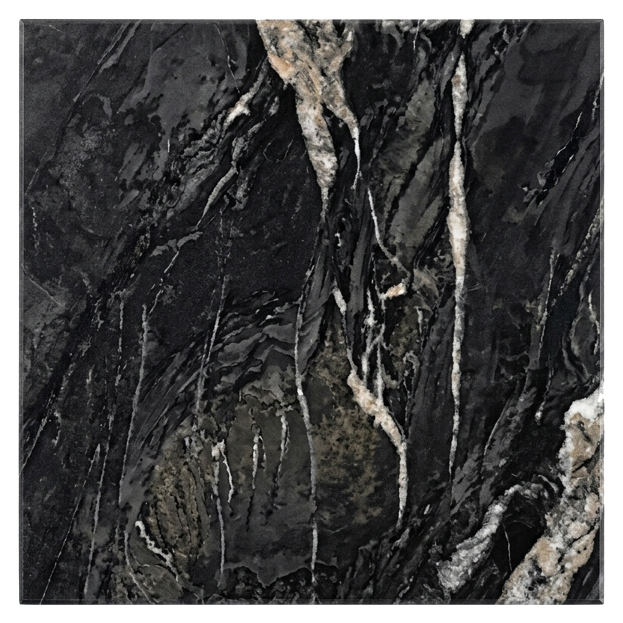 BASE TAVOLO CM.40X40 FERRO + PIANO HPL 80X80 / 70x70 cm, VARIE COLORAZIONI Nero Venato Marmo Casalinghi Sicignano