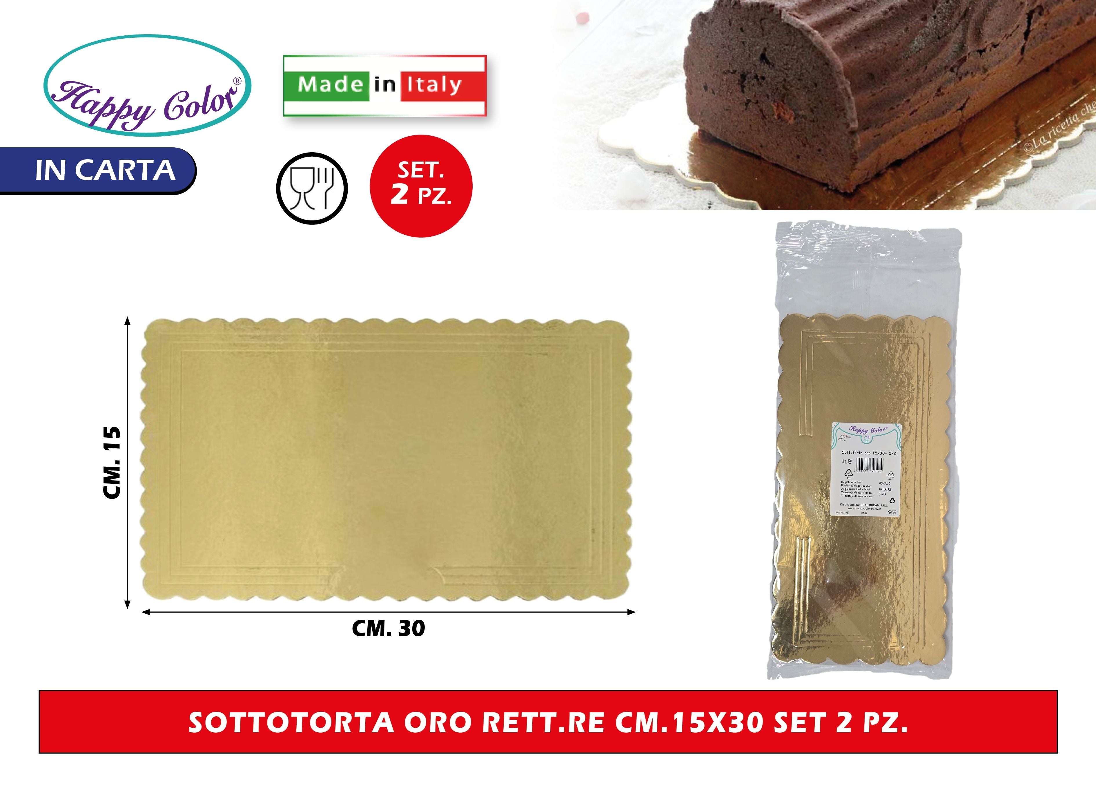 Vassoi Sottotorta Rettangolari Oro in Cartone per Alimenti 15x30 25x35 30x40 Cm 15x30 cm - 2pz Real Dream