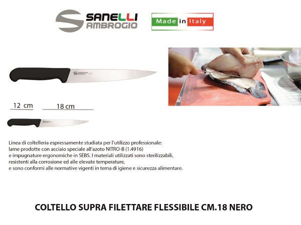Ambrogio Sanelli Coltello Supra Filettare Flessibile di Alta Qualità per Taglio Preciso e Flessibile 18 cm Ambrogio Sanelli