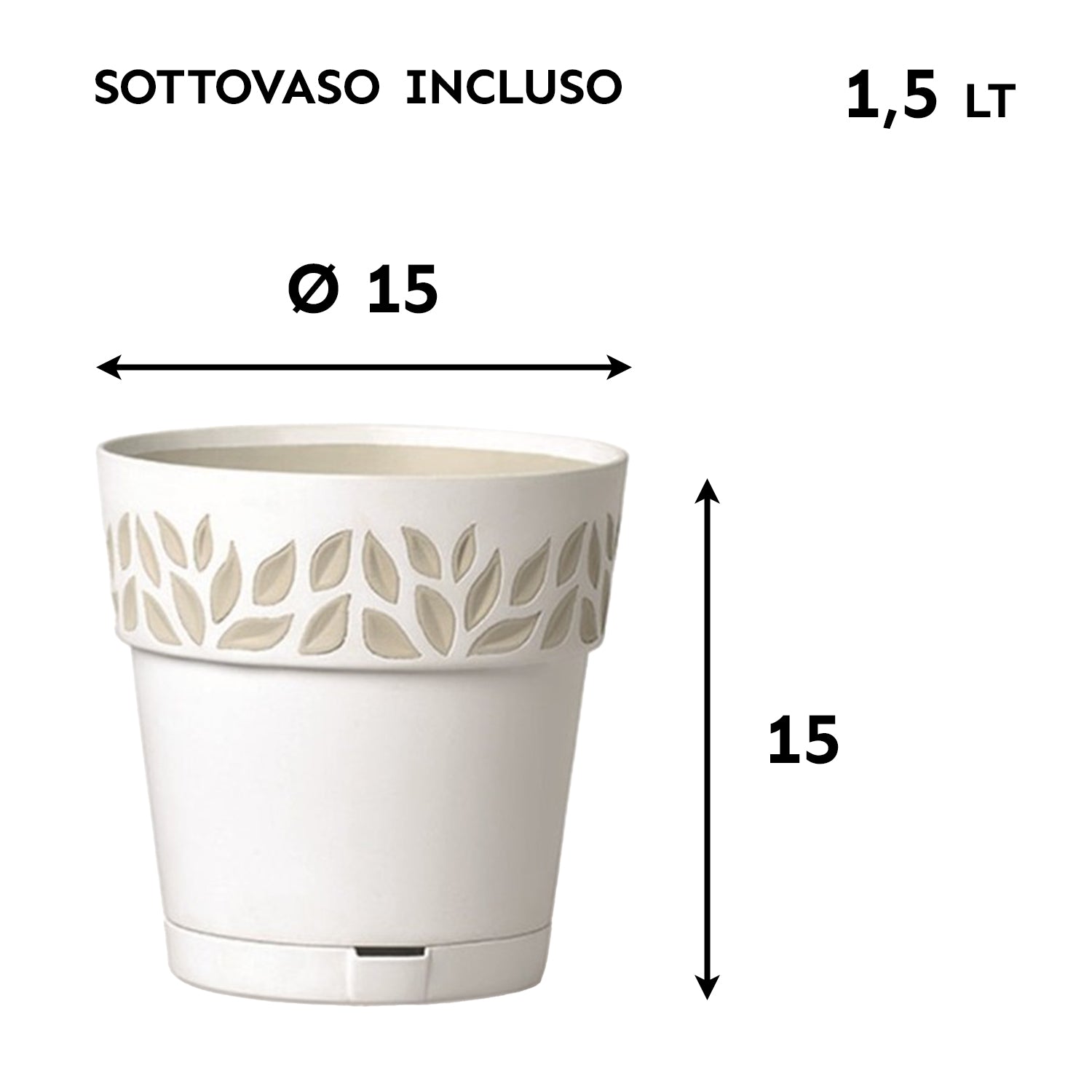 Stefanplast Vaso Opera Cloe Con Riserva D’Acqua Per Esterno E Interno In Design Elegante Ø 15x15h Stefanplast
