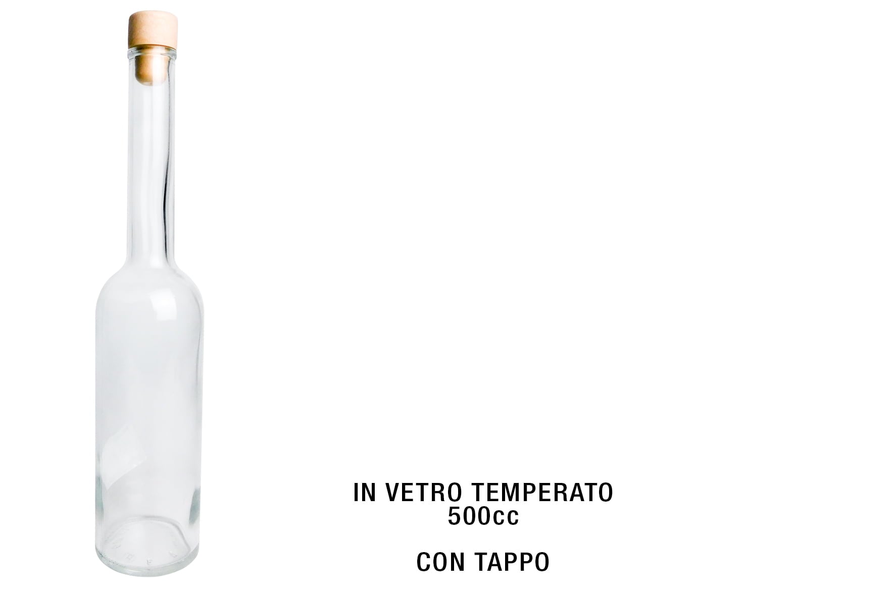 Ambrosio Vetri BOTTIGLIA IN VETRO TIPO OPERA CAPACITA’ 0,5 LITRI CON TAPPO Ambrosio Vetri