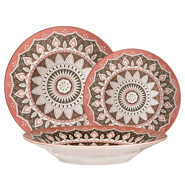 Servizio Piatti 18 Pezzi Rosa in Porcellana ARCA Arca