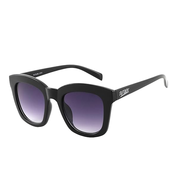 Occhiali da Sole Unisex Lenti Viola Sfumata Montatura Nera Spessa Forma Quadrata Categoria 3 UV400 Industrie Ottiche Italiane