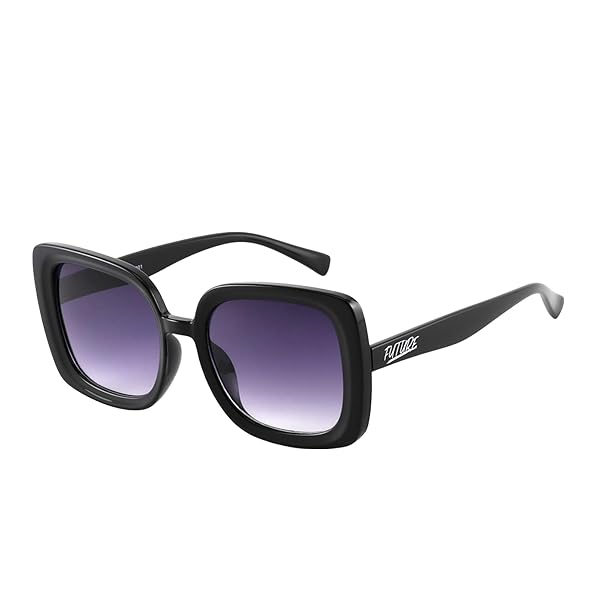 Occhiali da Sole Unisex Lenti Viola Sfumata Montatura Nera Spessa Oversize Forma Quadrata Categoria 3 UV400 Industrie Ottiche Italiane
