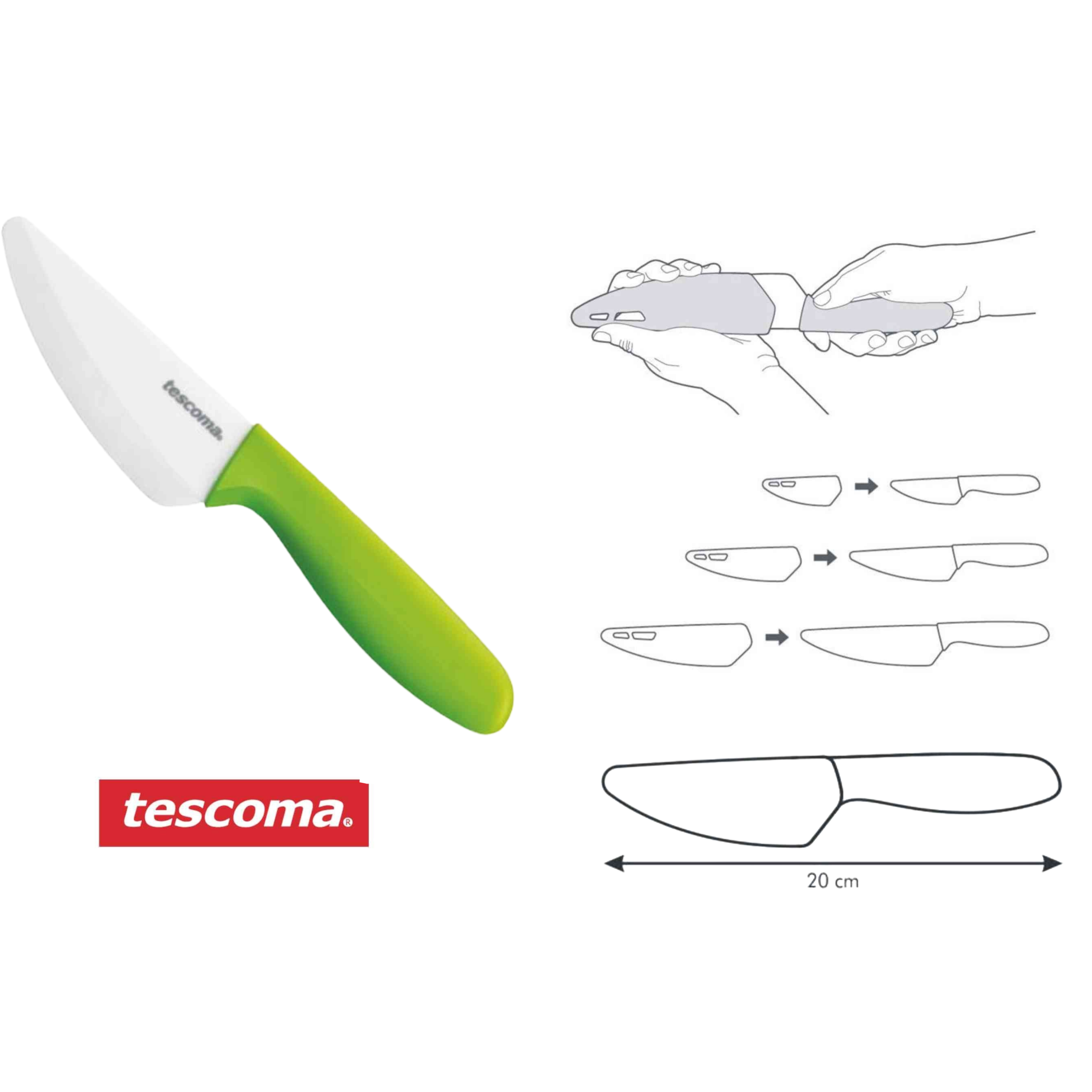 Tescoma Coltello con Lama in Ceramica E Tagliere per Cucina, Posate Vitaminico 9 cm Tescoma