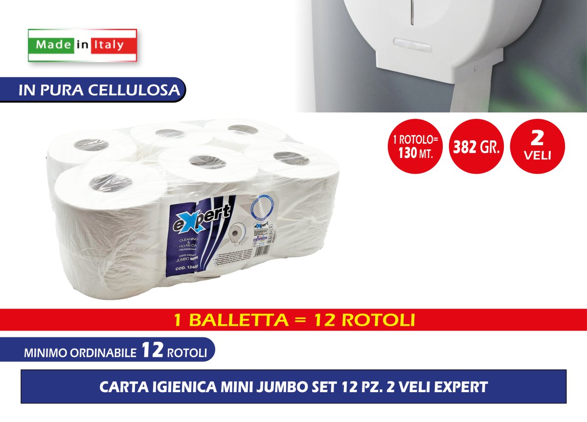 Tedim Carta Igienica Mini Jumbo Set 12 Pz. 2 Veli Expert Tedim