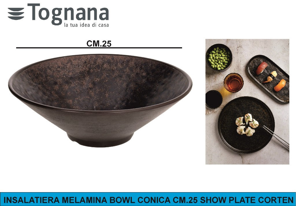 Tognana Insalatiera Melamina Bowl Conica Show Plate Corten - cm.22 e cm.25 25 cm Tognana Porcellane
