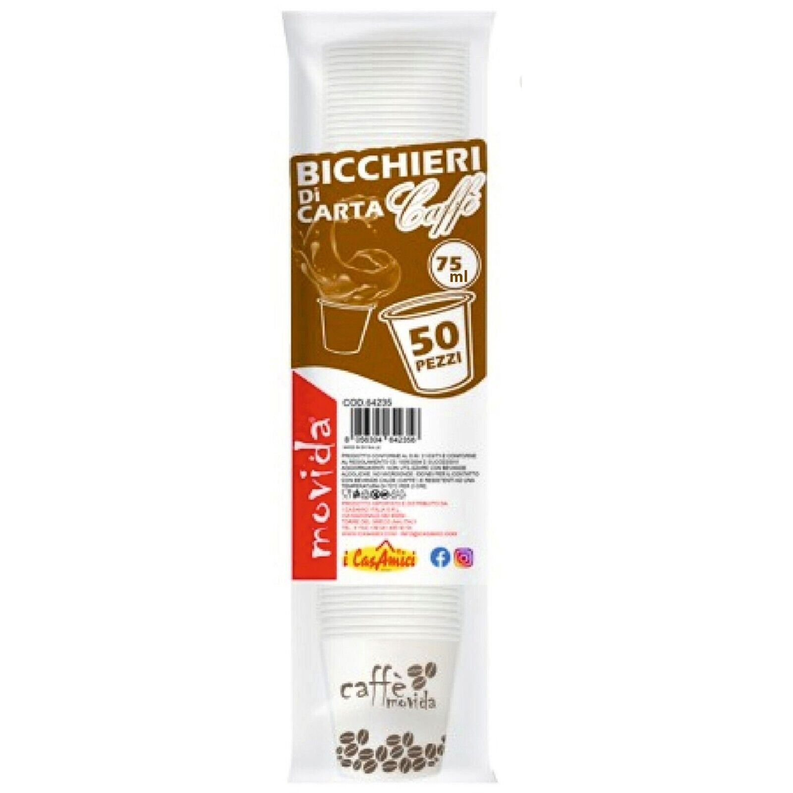 I CasaAmici Bicchieri Carta Caffè 75Ml Bicchierini Bio Per Espresso Macchinetta Ufficio Bianco I CasaAmici