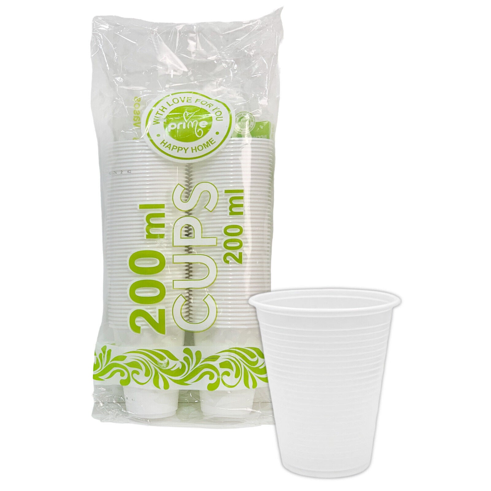 X Energy Bicchieri Plastica 200Ml Trasparenti E Bianchi Set 100/200/300/600 Pezzi Bianco X Energy