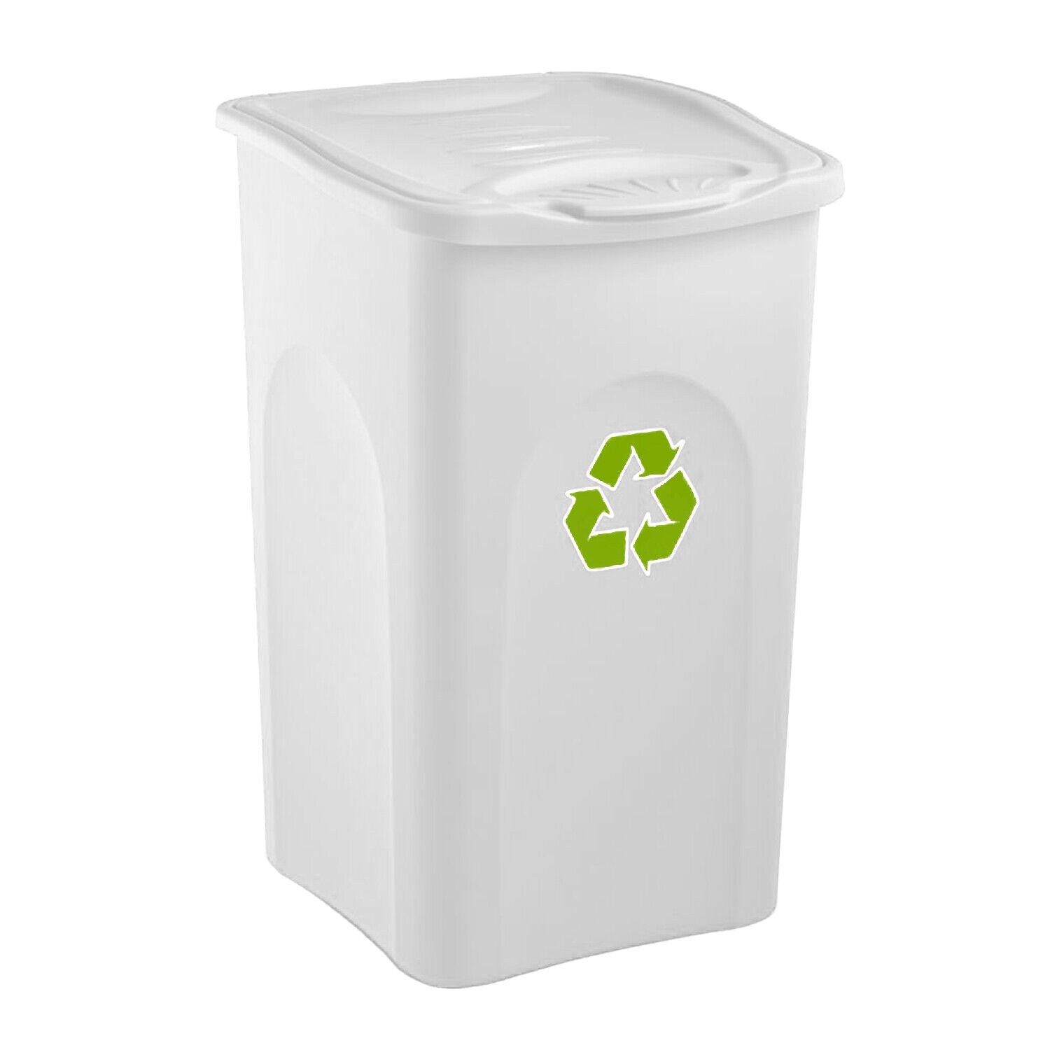 Stefanplast Pattumiera Begreen 50L – Bidone Differenziata Con Coperchio Colorato (Giallo, Verde, Bianco, Blu) Cm 37X37X56H Bianco Stefanplast