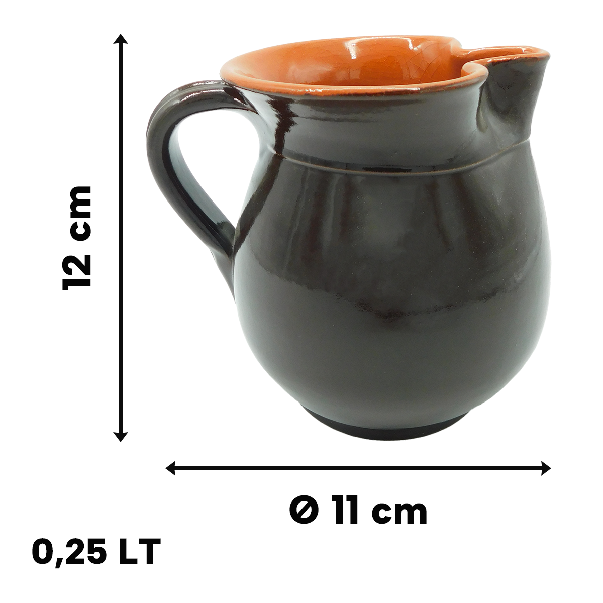 Benegiamo Brocca Panciuta Caraffa In Ceramica Terracotta Per Bibite Da 0,25 / 0,50 / 1 Lt 0,25 L Benegiamo