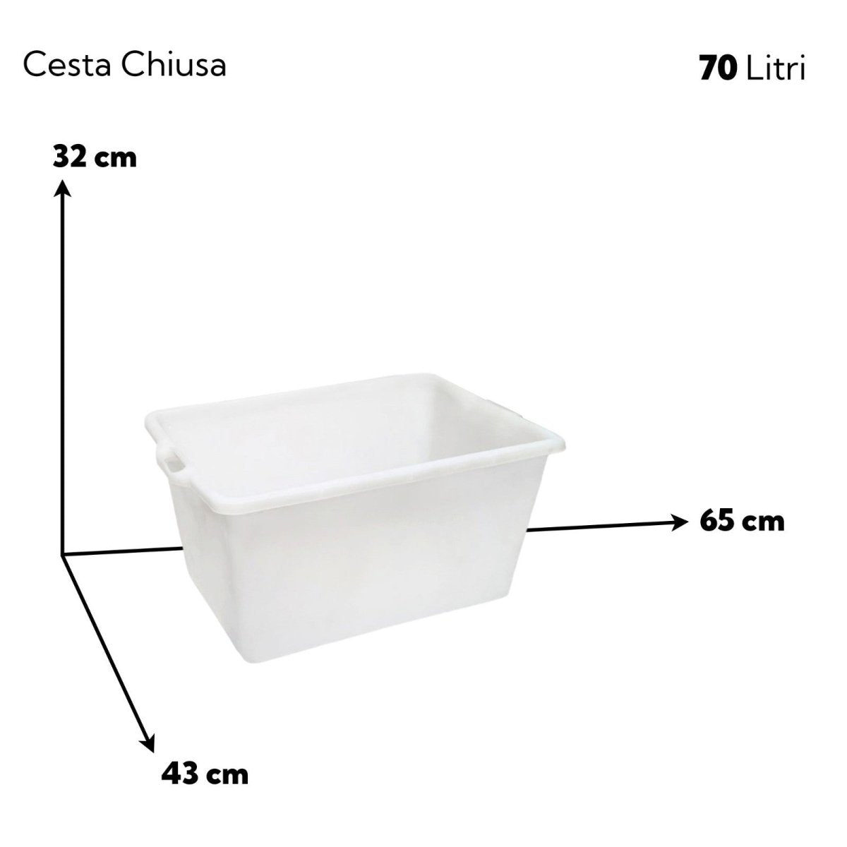 Linea Plastica Scudieri Cesta Pane Alimenti 70L/100L – in Polietilene Alimentare, Aperta o Chiusa, Impilabile, Made in Italy Cesta Chiusa 70L Linea Plastica Scudieri
