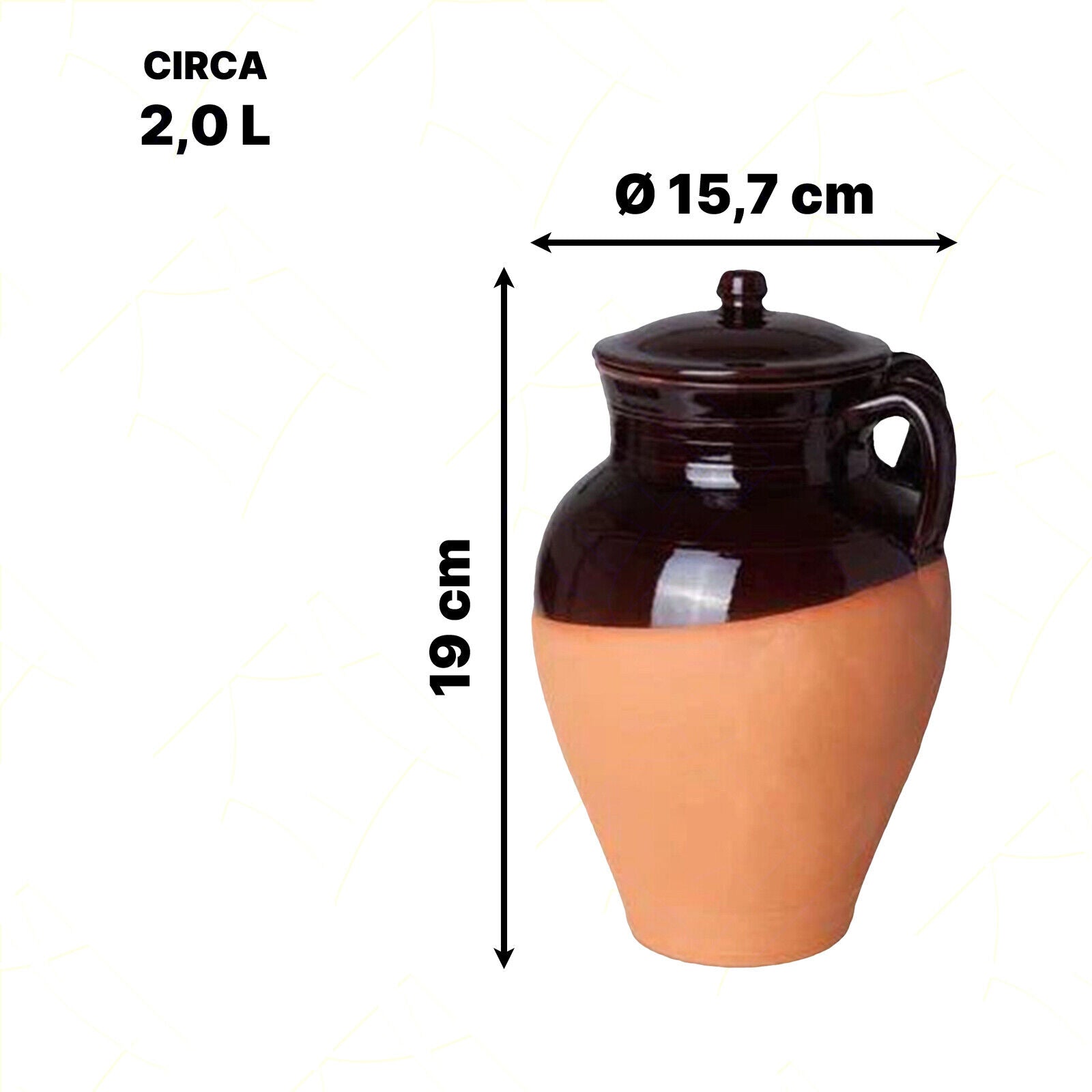 Pignata Salentina in Terracotta Benegiamo | Pentola Caldea Smaltata a 2 Manici per Camino e Gas (Disponibile in 6 Misure) 19 cm Benegiamo