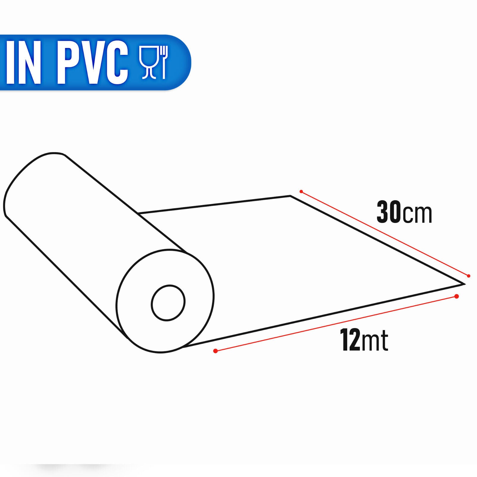 Super Pack Rotolo Pellicola Alimenti Trasparente Pvc Resistente Aderente Varie Misure 30cm x 12mt Super Pack