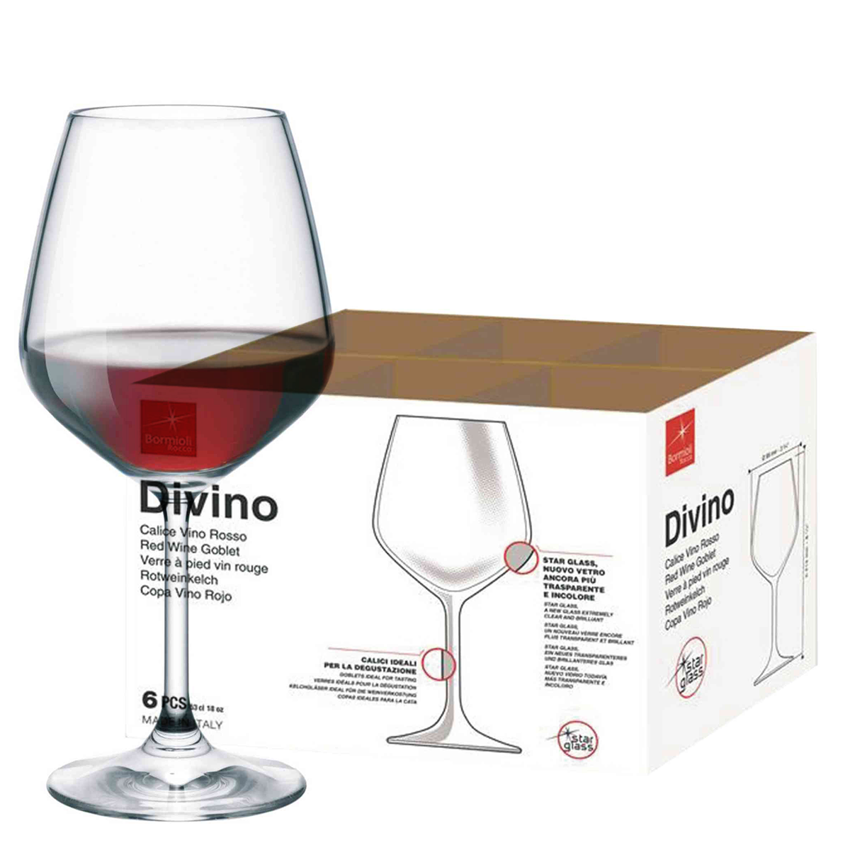 Bicchieri Perfetti Per Vino Rosso | Calici per vino rosso Bormioli Divino 53cl - degustazione e cene Bormioli Rocco