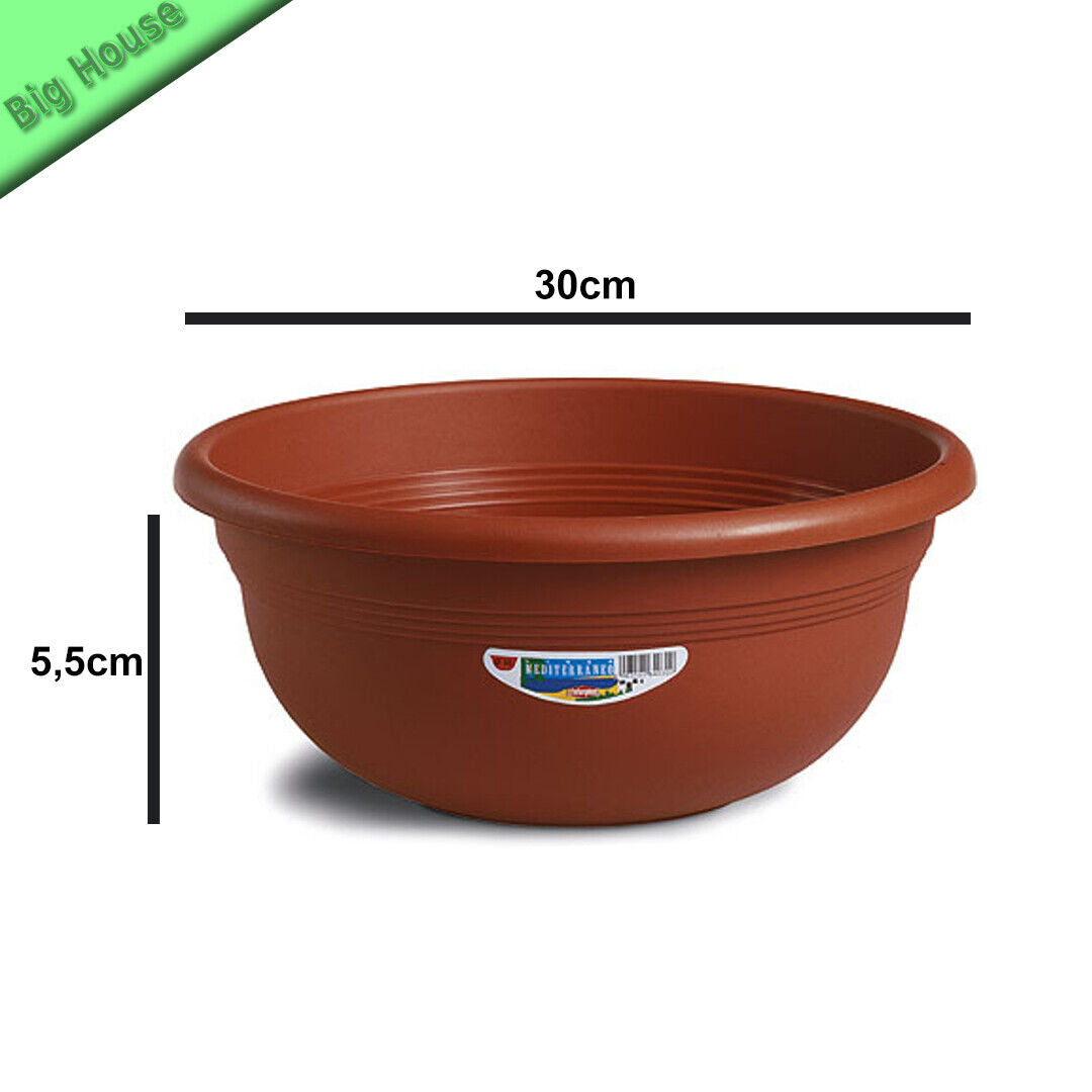 Stefanplast Vaso Grande In Plastica Per Piante E Fiori Color Terracotta Con Riserva D'Acqua 30 X 5,5h Stefanplast