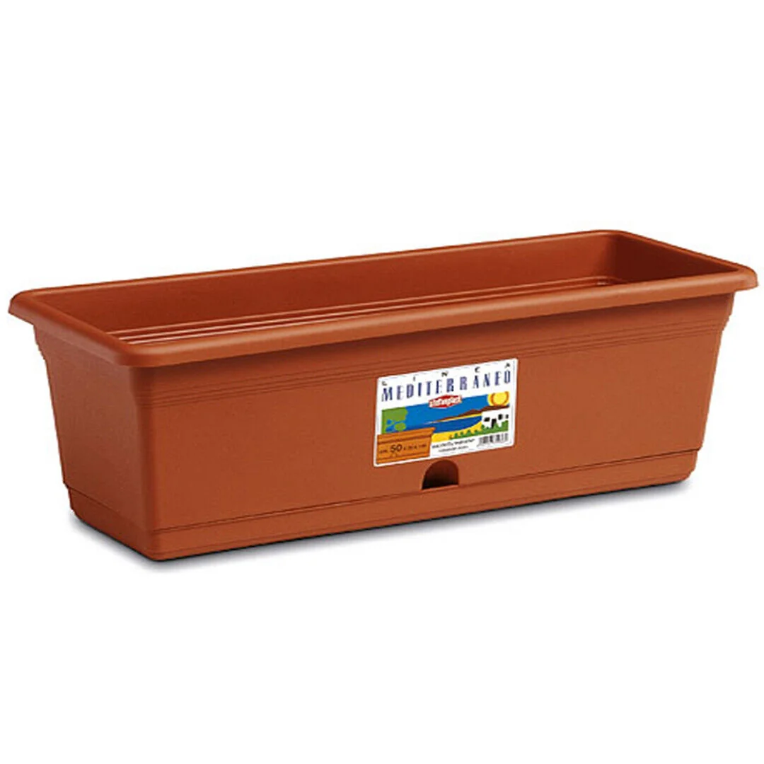 Stefanplast Vaso Rettangolare Balconetta Portofino Da Giardino Con Riserva Acqua E Sottovaso Stefanplast