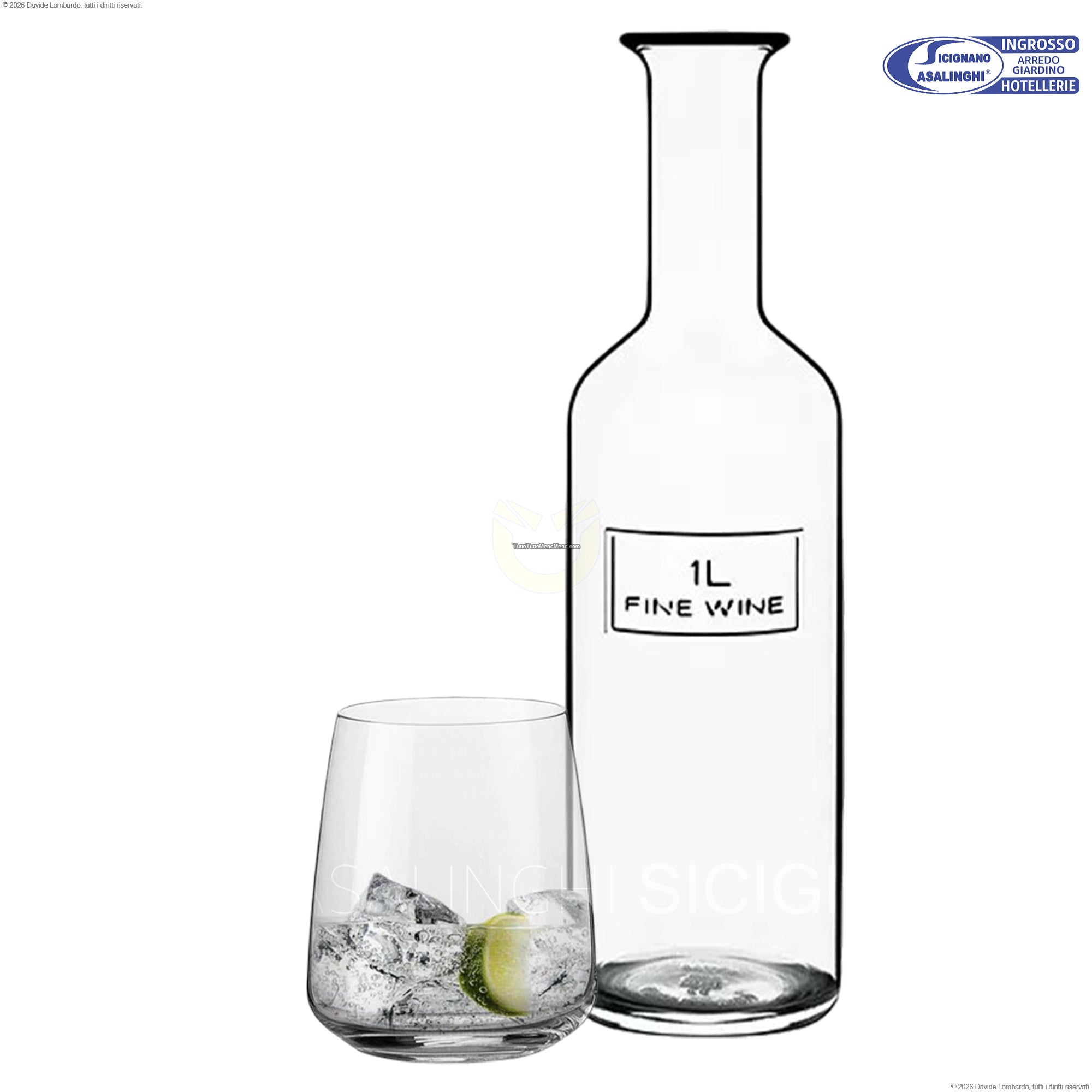 Bormioli Nexo Set 6 Bicchieri 36 cl + Bottiglia Optima 1 L – Servizio Acqua, Bibite e Vino / Vetro StarGlass XLT, Colori Trasparente Made in Italy Bormioli Luigi
